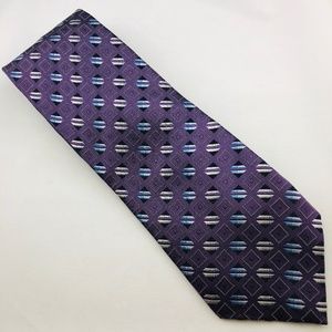 Men's Necktie by Stafford Purple Silk Geometric